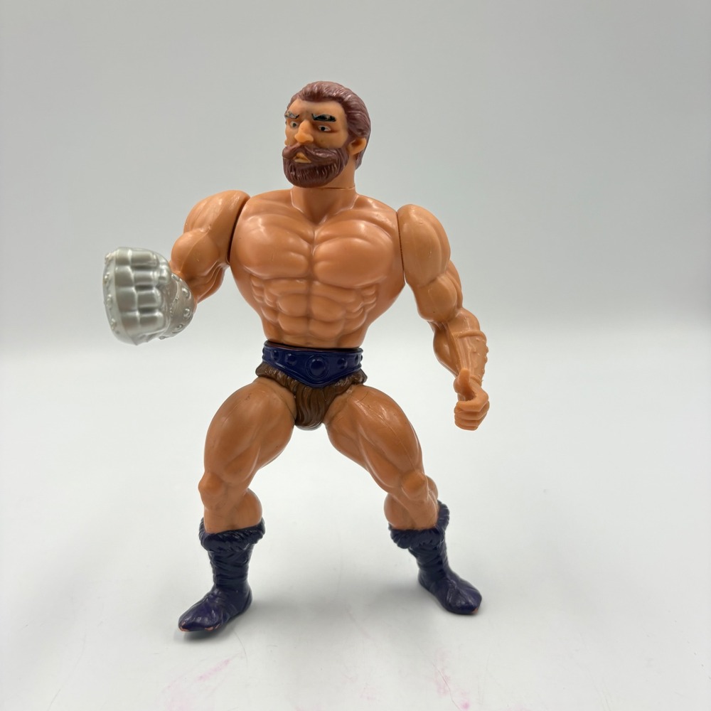 Mattel MOTU Fisto Action Figure Vintage 1983 He-Man Toy Silver Fist Brown Good
